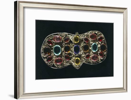 Silver Filigree Clasp Set with Precious Stones-null-Framed Giclee Print