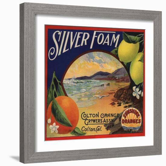 Silver Foam Brand - Colton, California - Citrus Crate Label-Lantern Press-Framed Art Print