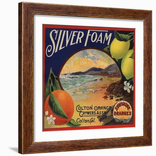 Silver Foam Brand - Colton, California - Citrus Crate Label-Lantern Press-Framed Art Print