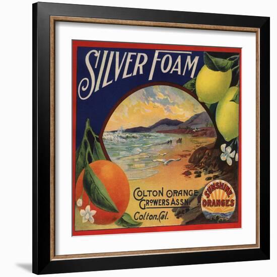 Silver Foam Brand - Colton, California - Citrus Crate Label-Lantern Press-Framed Art Print