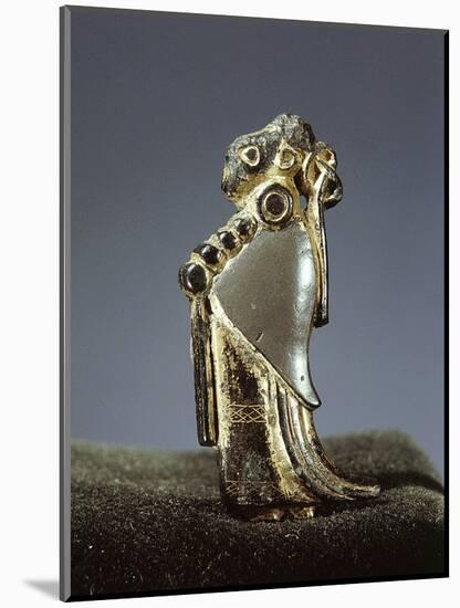 Silver-gilt Viking pendant usually identified as a Valkyrie, Oland, Sweden, 6th century-Werner Forman-Mounted Photographic Print