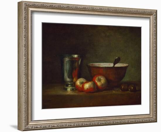 Silver Goblet with Apples-Jean-Baptiste Simeon Chardin-Framed Giclee Print