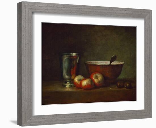 Silver Goblet with Apples-Jean-Baptiste Simeon Chardin-Framed Giclee Print