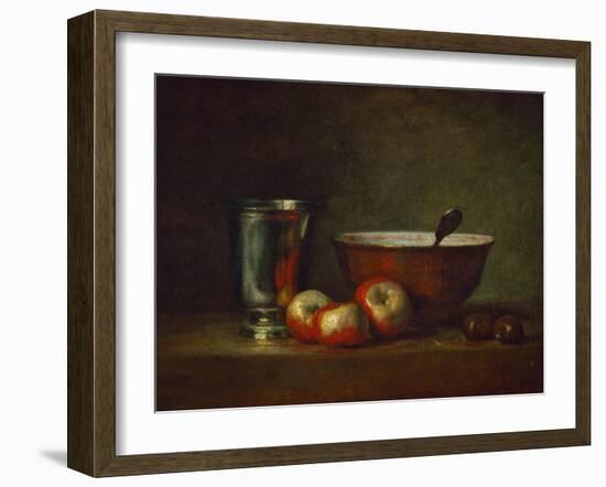 Silver Goblet with Apples-Jean-Baptiste Simeon Chardin-Framed Giclee Print