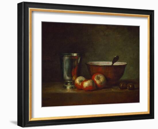 Silver Goblet with Apples-Jean-Baptiste Simeon Chardin-Framed Giclee Print