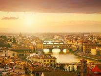 Sunset View of Bridge Ponte Vecchio. Florence, Italy-silver-john-Photographic Print