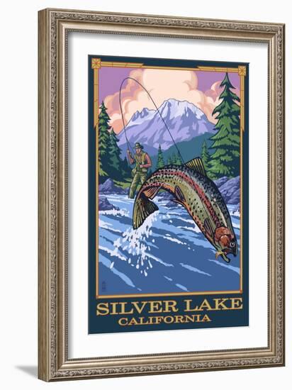 Silver Lake, California - Fisherman-Lantern Press-Framed Art Print