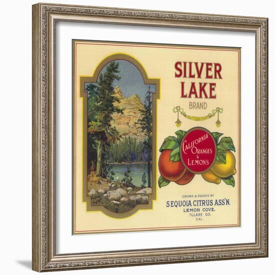 Silver Lake Orange Label - Lemon Cove, CA-Lantern Press-Framed Art Print