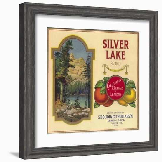 Silver Lake Orange Label - Lemon Cove, CA-Lantern Press-Framed Art Print