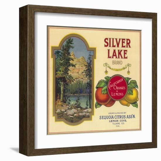 Silver Lake Orange Label - Lemon Cove, CA-Lantern Press-Framed Art Print