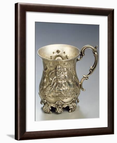 Silver Mug with Cupids and Embossing, London, England-null-Framed Giclee Print