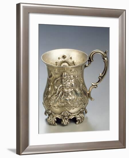 Silver Mug with Cupids and Embossing, London, England-null-Framed Giclee Print