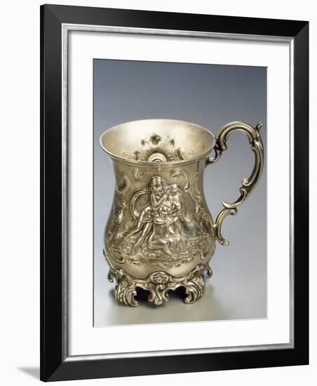 Silver Mug with Cupids and Embossing, London, England-null-Framed Giclee Print