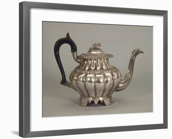 Silver Neapolitan Teapot with Panel Shaped Stands-null-Framed Giclee Print
