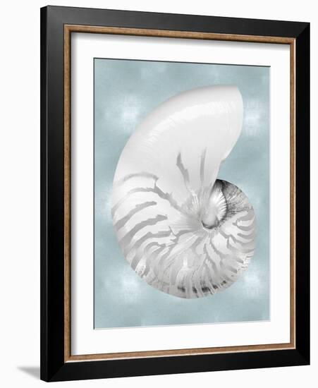 Silver Shell on Aqua Blue II-Caroline Kelly-Framed Art Print