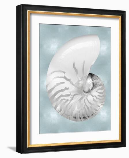 Silver Shell on Aqua Blue II-Caroline Kelly-Framed Art Print