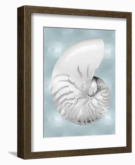 Silver Shell on Aqua Blue II-Caroline Kelly-Framed Art Print