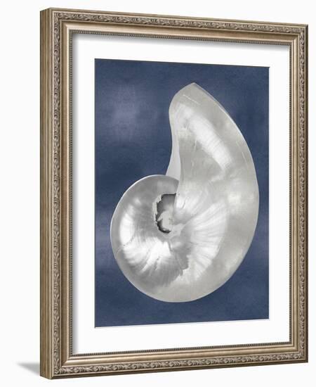 Silver Shell on Indigo Blue I-Caroline Kelly-Framed Art Print