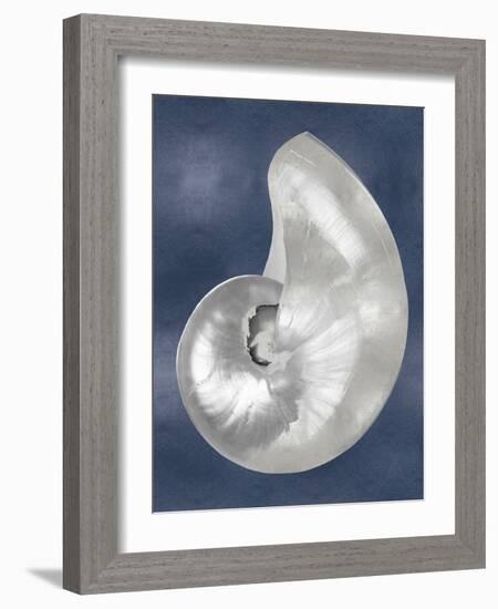 Silver Shell on Indigo Blue I-Caroline Kelly-Framed Art Print