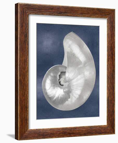 Silver Shell on Indigo Blue I-Caroline Kelly-Framed Art Print