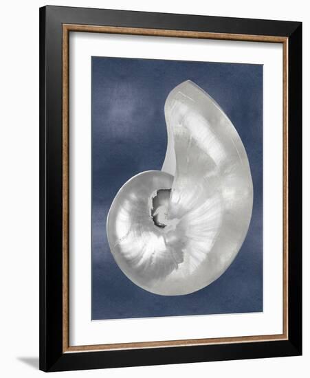 Silver Shell on Indigo Blue I-Caroline Kelly-Framed Art Print