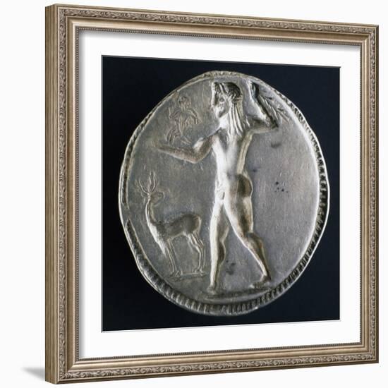 Silver Stater from Caulonia Depicting Male Nude, Verso, Greek Coins-null-Framed Giclee Print