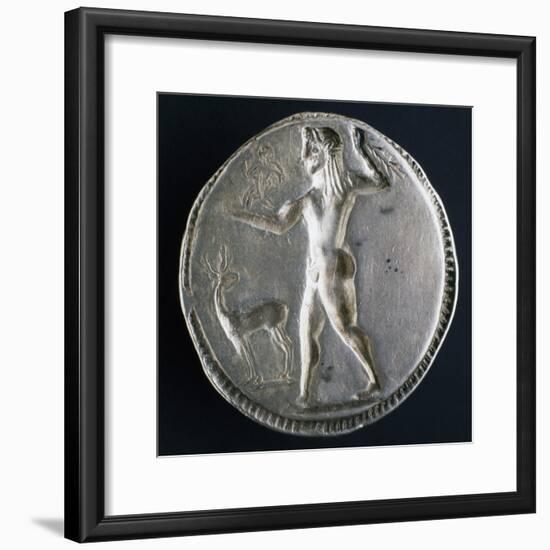 Silver Stater from Caulonia Depicting Male Nude, Verso, Greek Coins-null-Framed Giclee Print