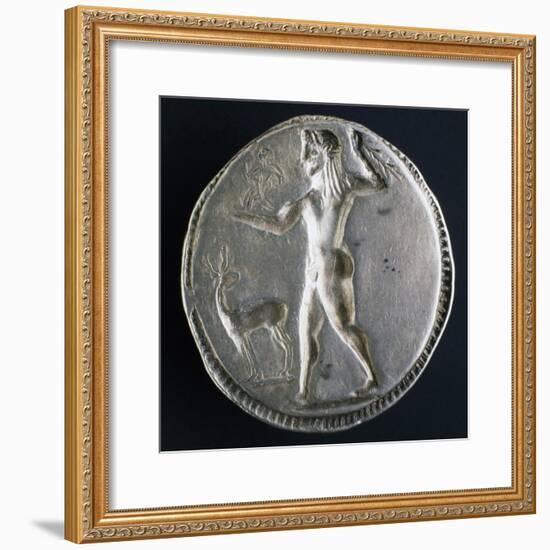 Silver Stater from Caulonia Depicting Male Nude, Verso, Greek Coins-null-Framed Giclee Print