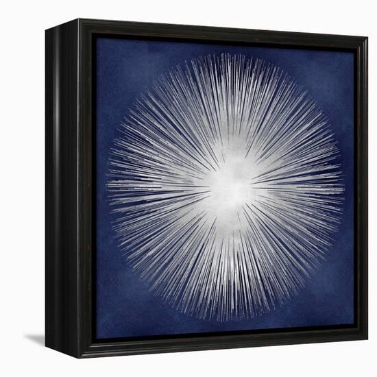 Silver Sunburst on Blue I-Abby Young-Framed Stretched Canvas