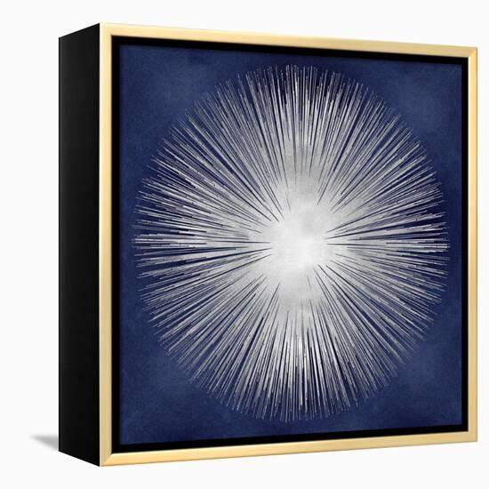 Silver Sunburst on Blue I-Abby Young-Framed Stretched Canvas