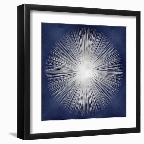 Silver Sunburst on Blue I-Abby Young-Framed Art Print