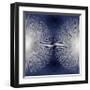 Silver Sunburst on Blue II-Abby Young-Framed Giclee Print