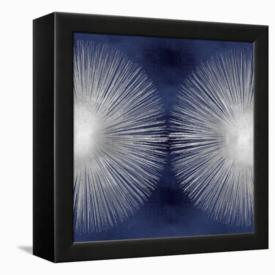 Silver Sunburst on Blue II-Abby Young-Framed Stretched Canvas