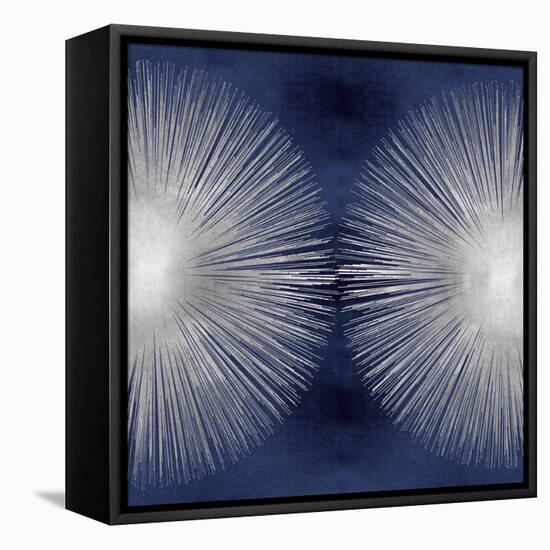 Silver Sunburst on Blue II-Abby Young-Framed Stretched Canvas