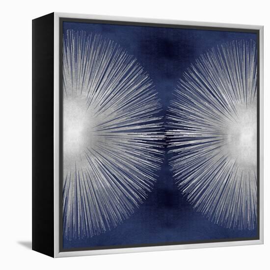 Silver Sunburst on Blue II-Abby Young-Framed Stretched Canvas