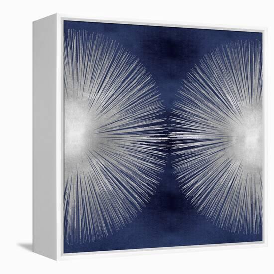 Silver Sunburst on Blue II-Abby Young-Framed Stretched Canvas