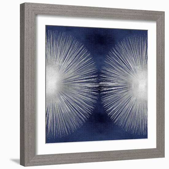 Silver Sunburst on Blue II-Abby Young-Framed Art Print