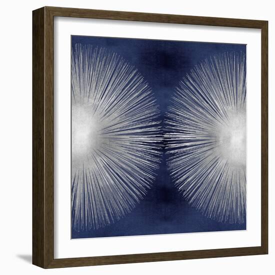 Silver Sunburst on Blue II-Abby Young-Framed Art Print