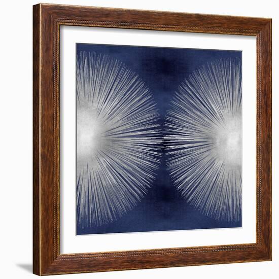 Silver Sunburst on Blue II-Abby Young-Framed Art Print