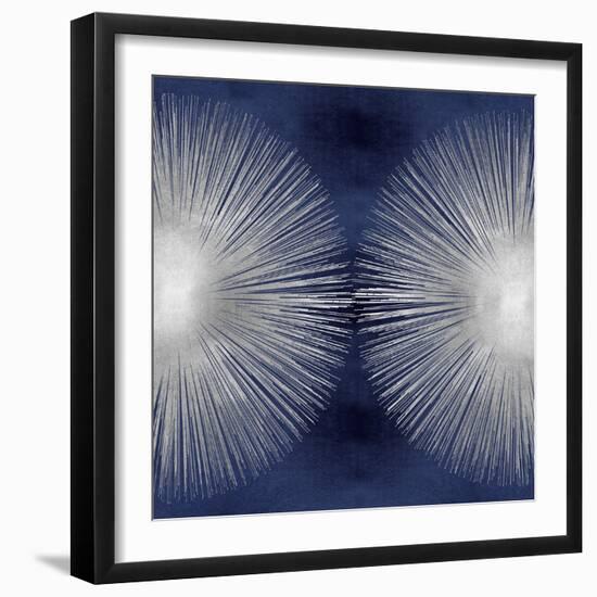 Silver Sunburst on Blue II-Abby Young-Framed Art Print