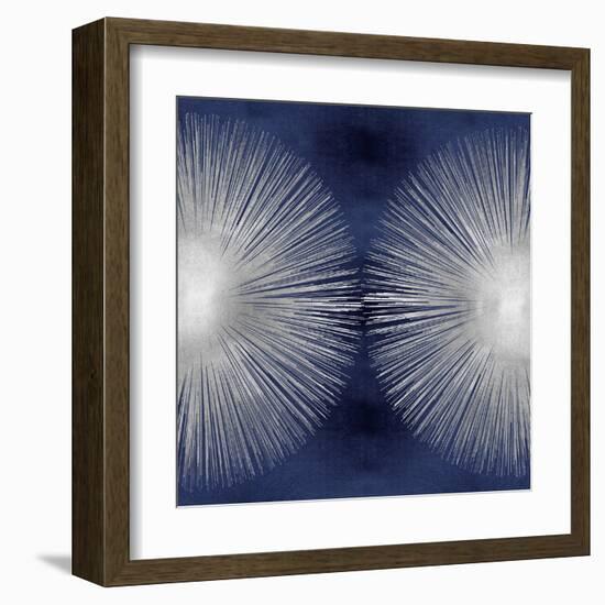 Silver Sunburst on Blue II-Abby Young-Framed Art Print