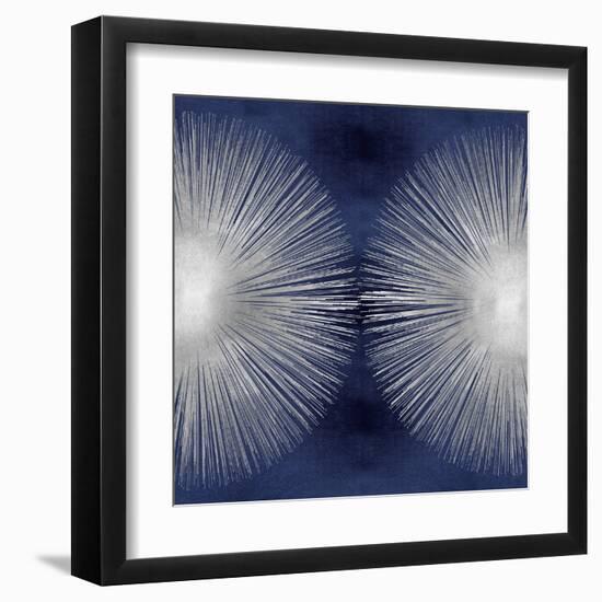 Silver Sunburst on Blue II-Abby Young-Framed Art Print