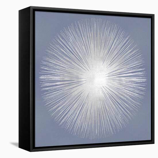 Silver Sunburst on Gray I-Abby Young-Framed Stretched Canvas