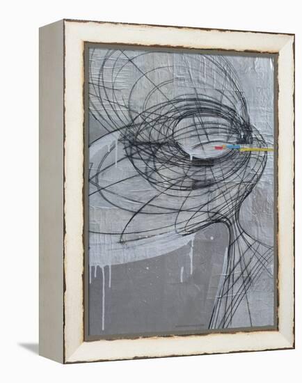 Silver Swirls 1-Enrico Varrasso-Framed Stretched Canvas