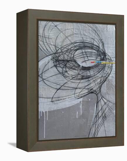 Silver Swirls 1-Enrico Varrasso-Framed Stretched Canvas