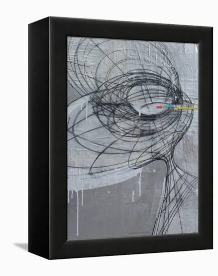 Silver Swirls 1-Enrico Varrasso-Framed Stretched Canvas