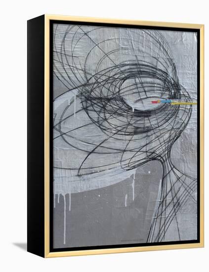 Silver Swirls 1-Enrico Varrasso-Framed Stretched Canvas