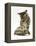 Silver Tabby Kitten Looking at a Hermann's Tortoise Walking-Jane Burton-Framed Premier Image Canvas