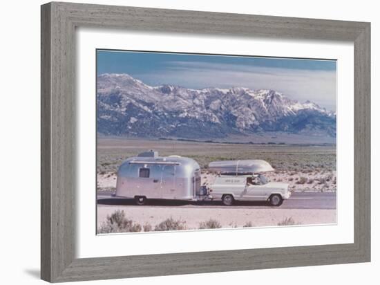 Silver Trailer in Rocky Mountains-null-Framed Art Print