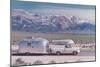 Silver Trailer in Rocky Mountains-null-Mounted Art Print